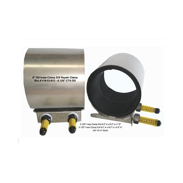 5.00 In Ext Range SS Solder Joint Leak Repair Clamp